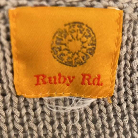 Ruby Rd. Khaki Cardigan n ribbon sweater - Picture 9 of 10